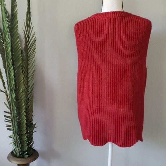 J. Crew red knit sleeveless sweater with scalloped hem NWT - Picture 2 of 7